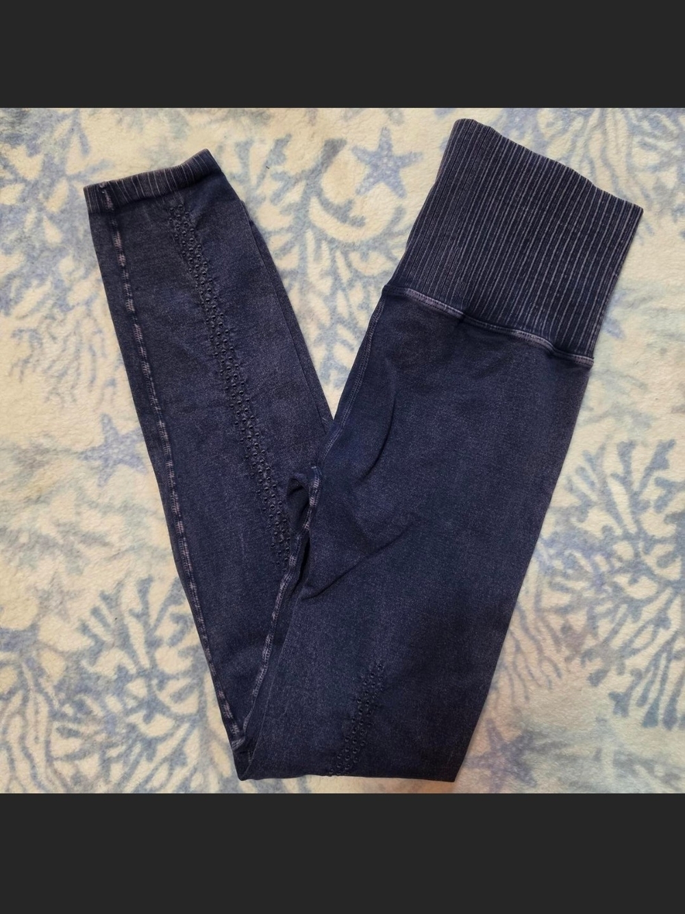 Free people Navy Ribbed High-Waist Leggings - Picture 4 of 5